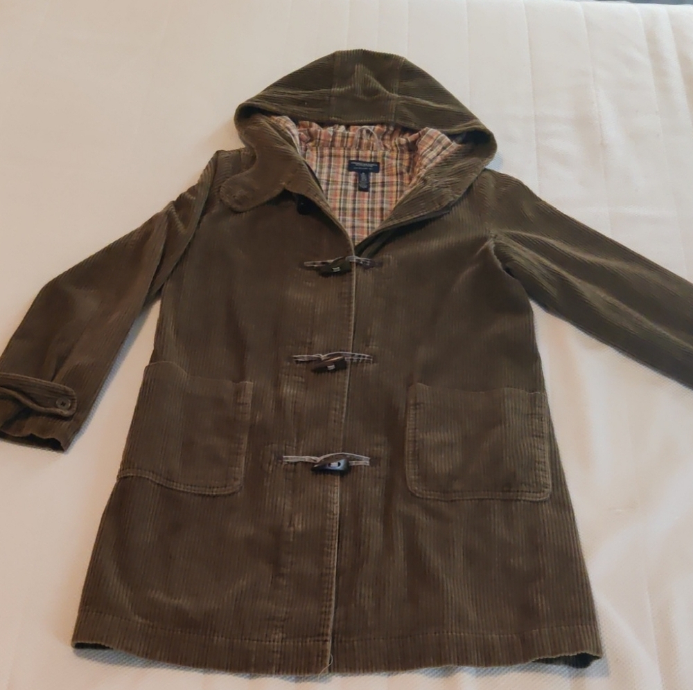 American Eagle Outfitters Olive Hooded Trench Coat